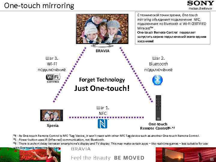 One-touch mirroring С технической точки зрения, One-touch mirroring объединяет подключение NFC, подключение по Bluetooth