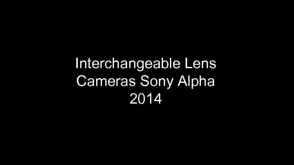 Interchangeable Lens Cameras Sony Alpha 2014 