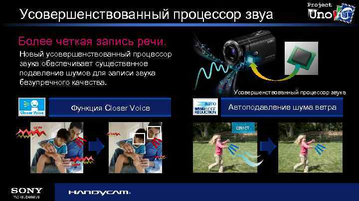 Усовершенствованный процессор звуа Более четкая запись речи. Новый усовершенствованный процессор звука обеспечивает существенное подавление