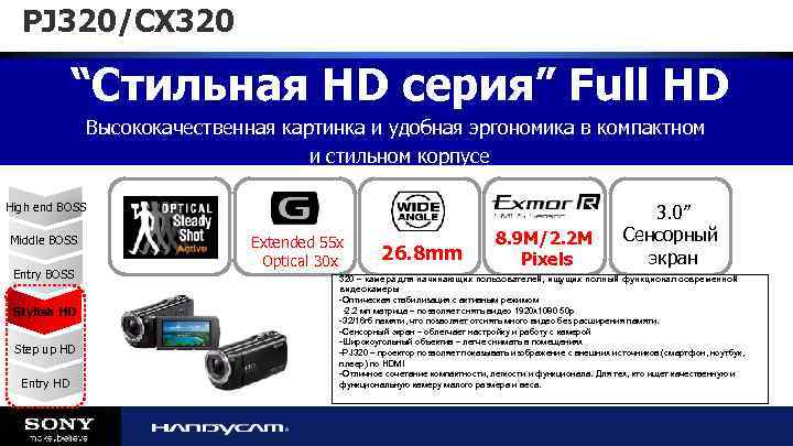 PJ 320/CX 320 “Стильная HD серия” Full HD Высококачественная картинка и удобная эргономика в