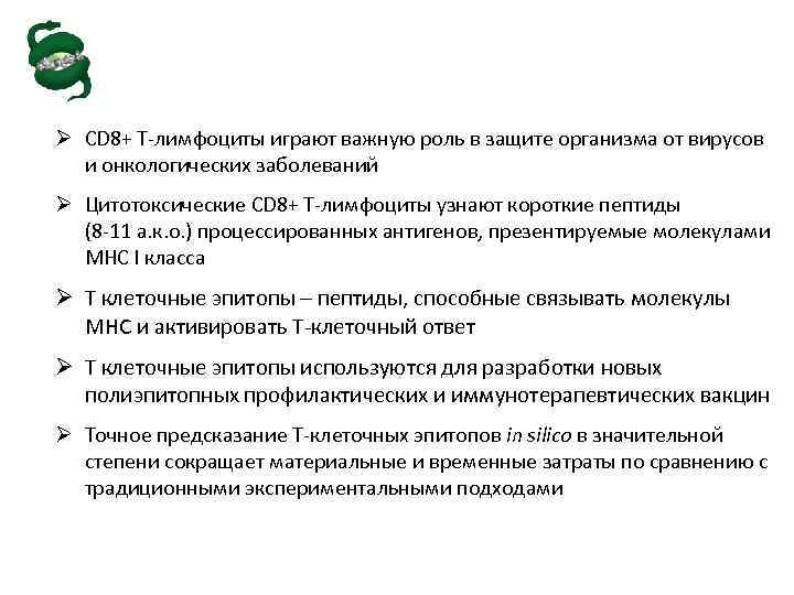 Ø CD 8+ T-лимфоциты играют важную роль в защите организма от вирусов и онкологических