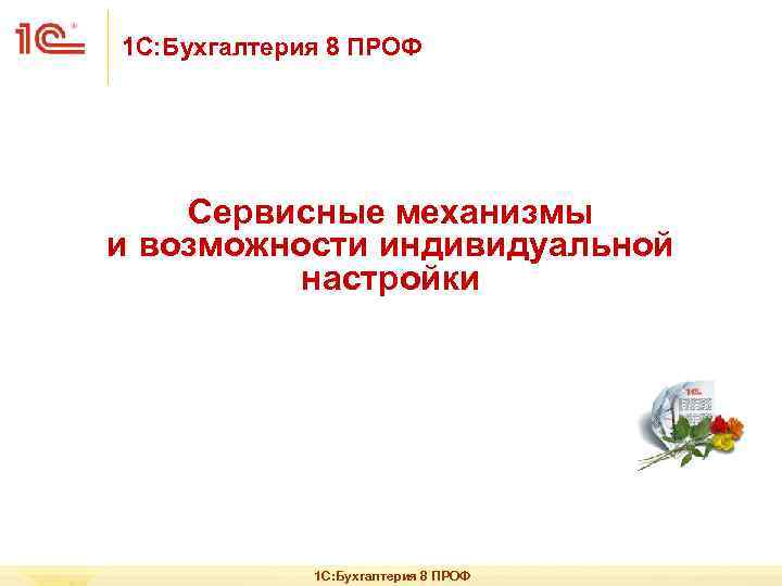 1 С: Бухгалтерия 8 ПРОФ Сервисные механизмы и возможности индивидуальной настройки 1 С: Бухгалтерия