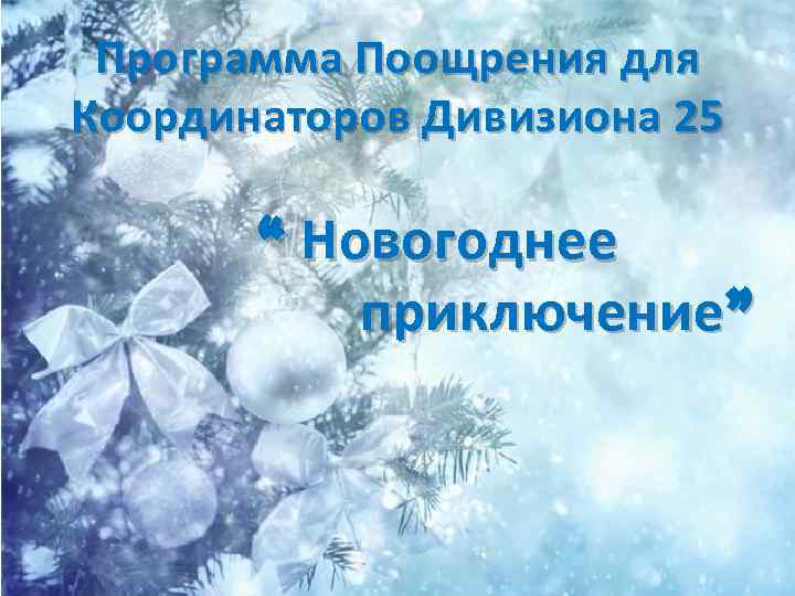 Программа Поощрения для Координаторов Дивизиона 25 “ Новогоднее приключение” 