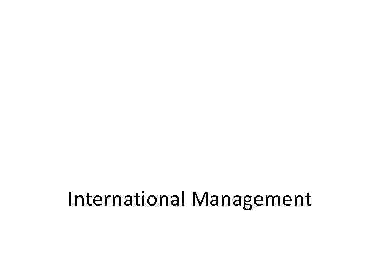 International Management 
