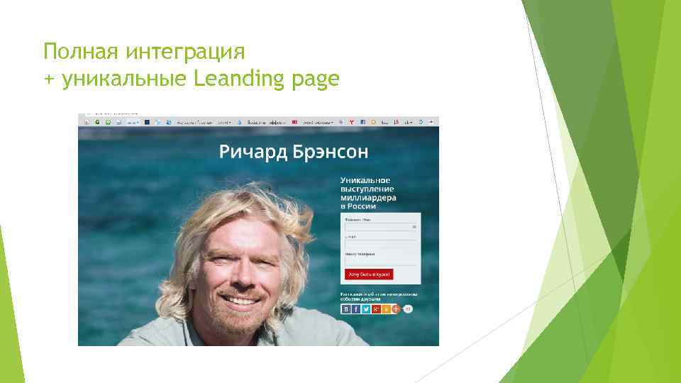 Полная интеграция + уникальные Leanding page 