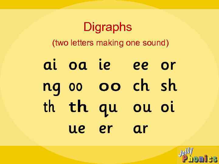 Digraphs (two letters making one sound) 