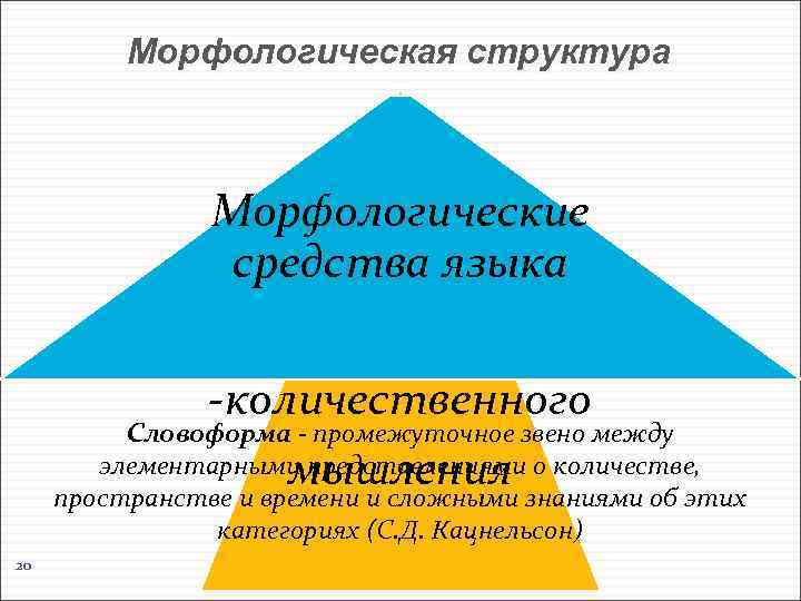 Морфологическая структура более Морфологические средства языка сложные виды пространственно -количественного Словоформа - промежуточное звено