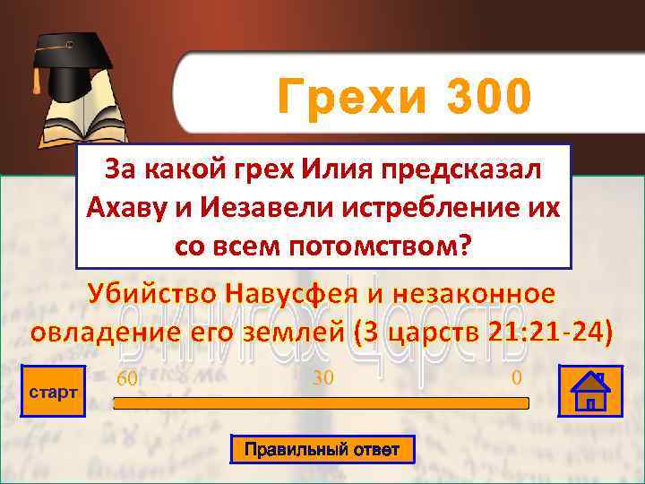 Грехи 300 За какой грех Илия предсказал Ахаву и Иезавели истребление их со всем