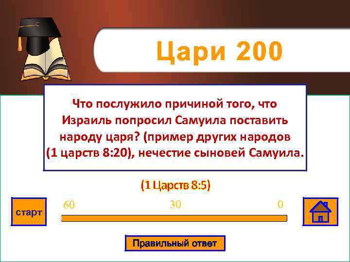 Цари 200 Что послужило причиной того, что Израиль попросил Самуила поставить народу царя? (пример