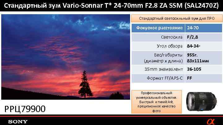 Стандартный зум Vario-Sonnar T* 24 -70 mm F 2. 8 ZA SSM (SAL 2470