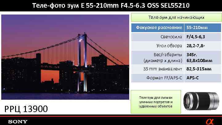 Теле-фото зум E 55 -210 mm F 4. 5 -6. 3 OSS SEL 55210
