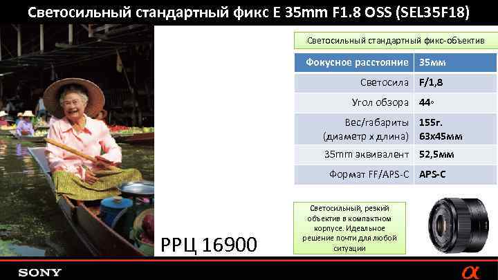 Светосильный стандартный фикс E 35 mm F 1. 8 OSS (SEL 35 F 18)