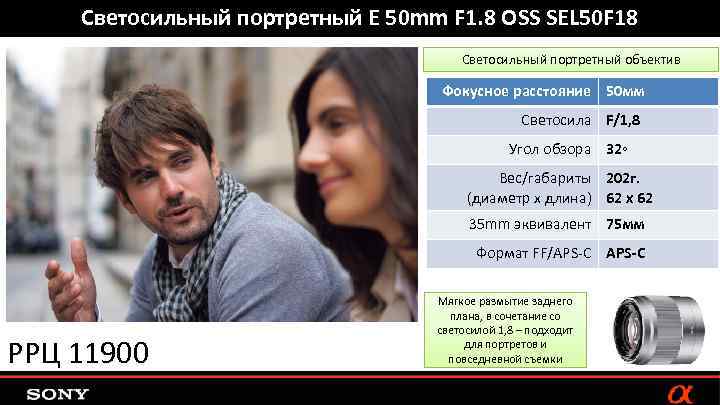 Светосильный портретный E 50 mm F 1. 8 OSS SEL 50 F 18 Светосильный