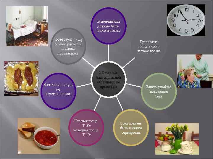 В помещении должно быть чисто и светло Протёртую пищу можно развести и давать полужидкой