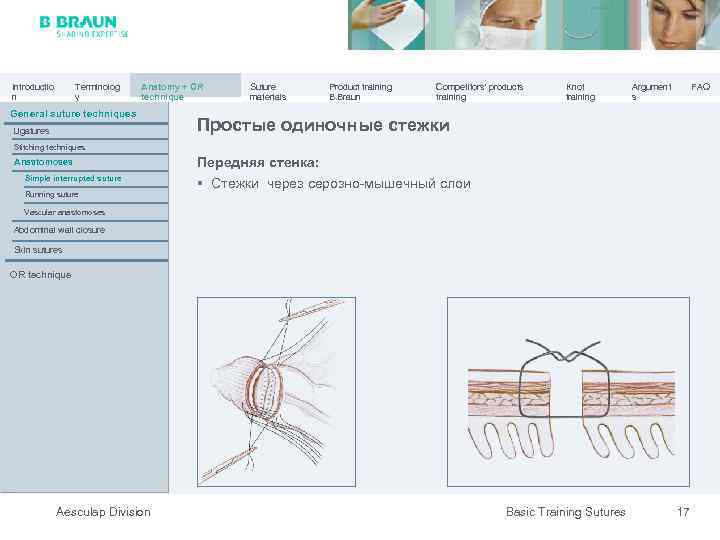 Introductio n Terminolog y Anatomy + OR technique General suture techniques Ligatures Suture materials