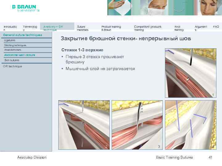 Introductio n Terminolog y Anatomy + OR technique General suture techniques Ligatures Suture materials