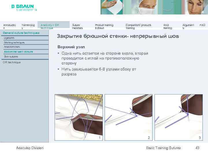 Introductio n Terminolog y Anatomy + OR technique General suture techniques Ligatures Suture materials