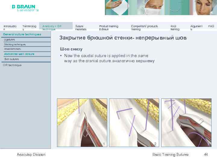 Introductio n Terminolog y Anatomy + OR technique General suture techniques Ligatures Suture materials