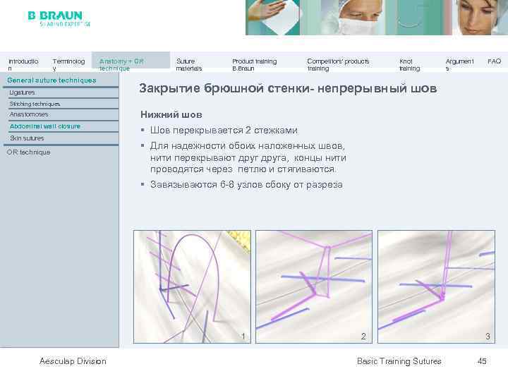 Introductio n Terminolog y Anatomy + OR technique General suture techniques Ligatures Suture materials