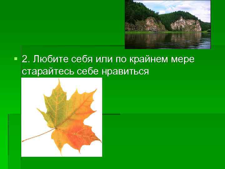 § 2. Любите себя или по крайнем мере старайтесь себе нравиться 