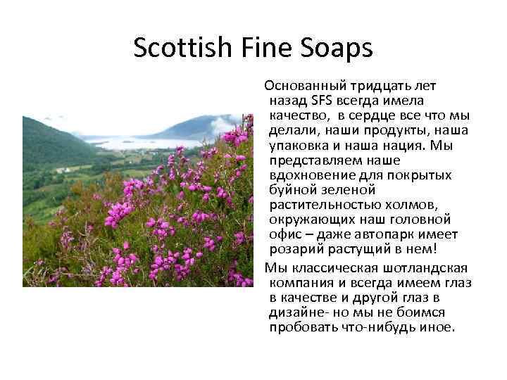 Scottish Fine Soaps Основанный тридцать лет назад SFS всегда имела качество, в сердце все