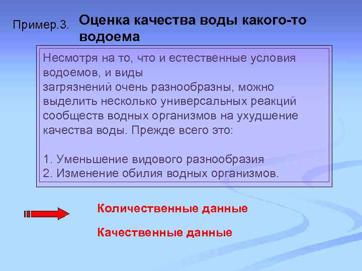 Пример. 3. Оценка качества воды какого-то водоема Несмотря на то, что и естественные условия