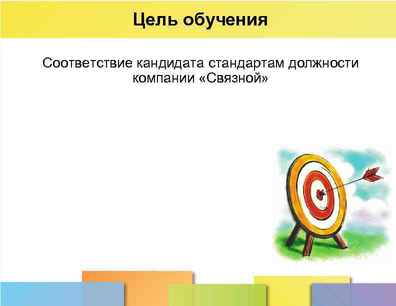 Цель обучения Соответствие кандидата стандартам должности компании «Связной» 