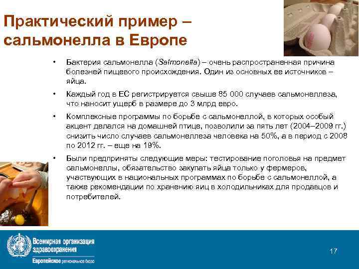 Практический пример – сальмонелла в Европе • Бактерия сальмонелла (Salmonella) – очень распространенная причина