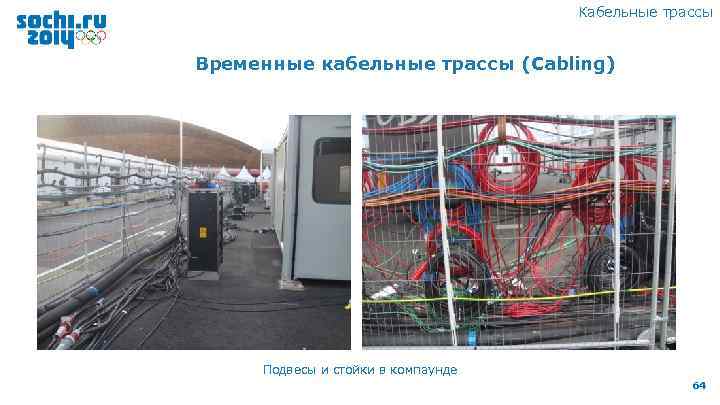 Кабельные трассы Временные кабельные трассы (Cabling) Подвесы и стойки в компаунде 64 