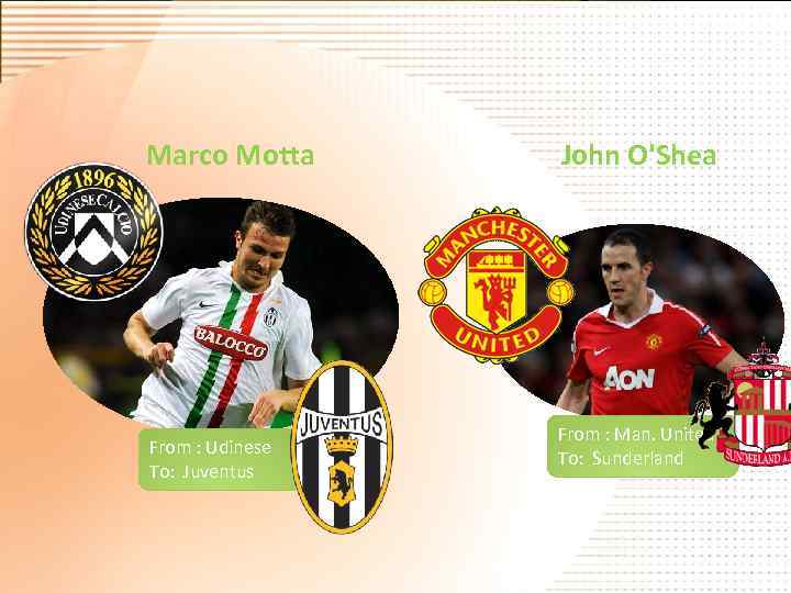 Marco Motta From : Udinese To: Juventus John O'Shea From : Man. United To: