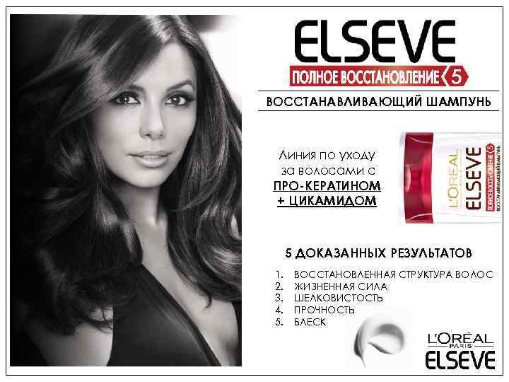 ВОССТАНАВЛИВАЮЩИЙ ШАМПУНЬ Линия по уходу за волосами с ПРО-КЕРАТИНОМ + ЦИКАМИДОМ 5 ДОКАЗАННЫХ РЕЗУЛЬТАТОВ