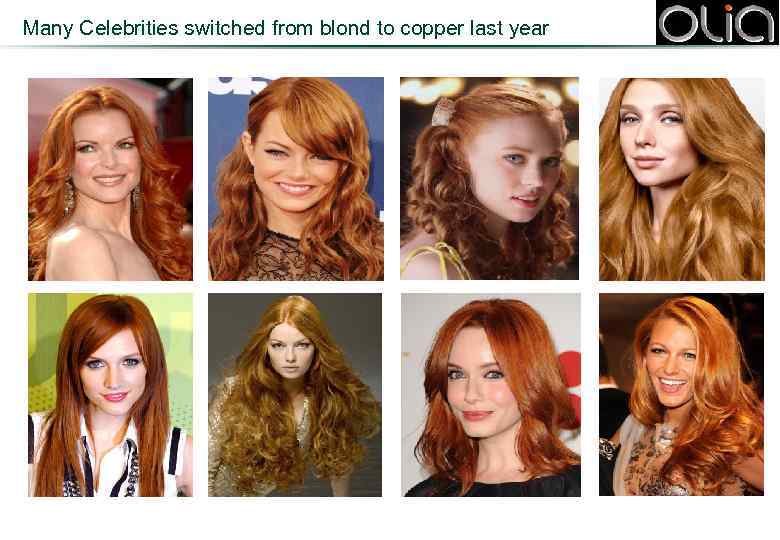 Many Celebrities switched from blond to copper last year 