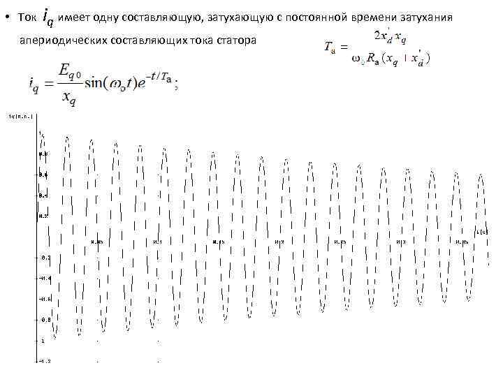  • Ток iq имеет одну составляющую, затухающую с постоянной времени затухания апериодических составляющих