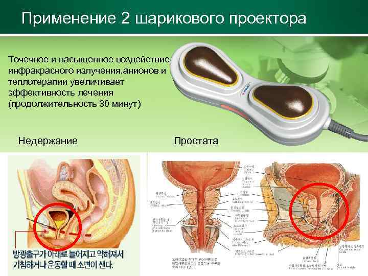 Применение 2 шарикового проектора Точечное и насыщенное воздействие инфракрасного излучения, анионов и теплотерапии увеличивает