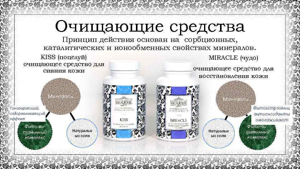 Очищающие средства Принцип действия основан на сорбционных, каталитических и ионообменных свойствах минералов. KISS (поцелуй)