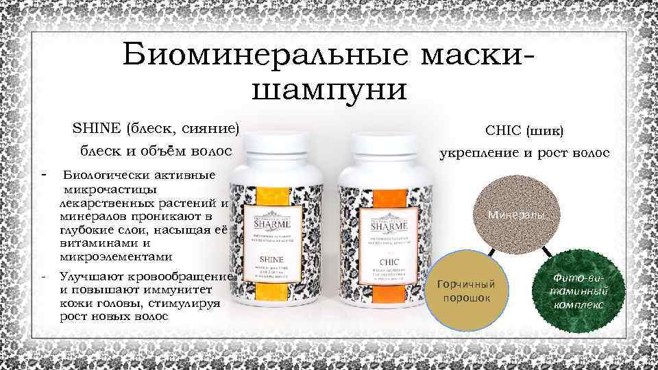 Биоминеральные маскишампуни SHINE (блеск, сияние) CHIC (шик) блеск и объём волос укрепление и рост