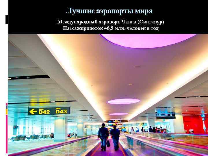 Лучшие аэропорты мира Международный аэропорт Чанги (Сингапур) Пассажиропоток 46, 5 млн. человек в год