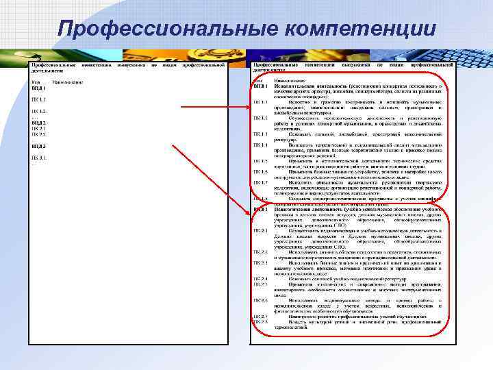 Профессиональные компетенции 