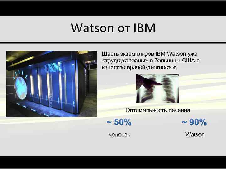 Watson от IBM Шесть экземпляров IBM Watson уже «трудоустроены» в больницы США в качестве