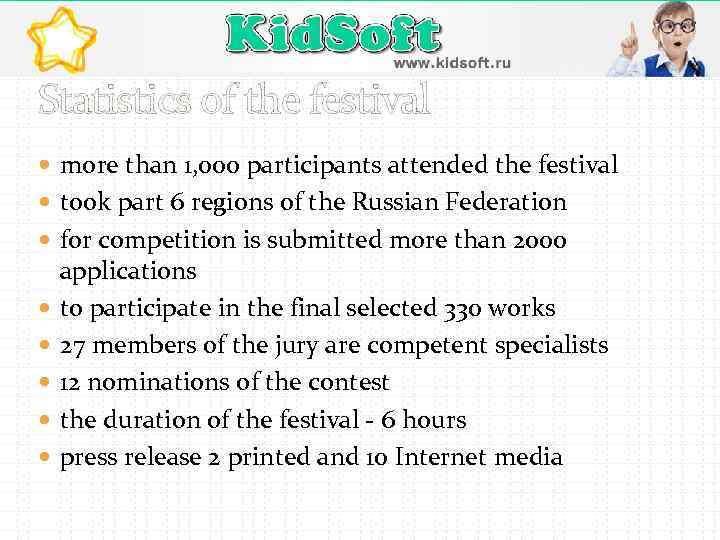 Statistics of the festival more than 1, 000 participants attended the festival took part