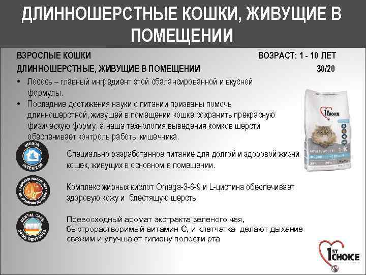 ДЛИННОШЕРСТНЫЕ КОШКИ, ЖИВУЩИЕ В ПОМЕЩЕНИИ ВЗРОСЛЫЕ КОШКИ ВОЗРАСТ: 1 - 10 ЛЕТ ДЛИННОШЕРСТНЫЕ, ЖИВУЩИЕ