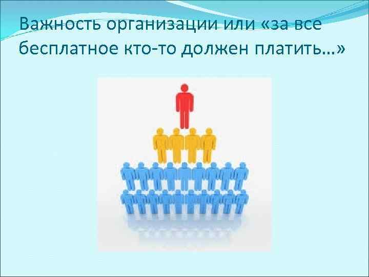 Важность организации или «за все бесплатное кто-то должен платить…» 