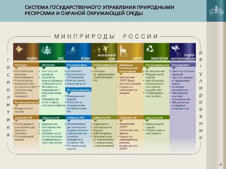 СИСТЕМА ГОСУДАРСТВЕННОГО УПРАВЛЕНИЯ ПРИРОДНЫМИ РЕСУРСАМИ И ОХРАНОЙ ОКРУЖАЮЩЕЙ СРЕДЫ 4 