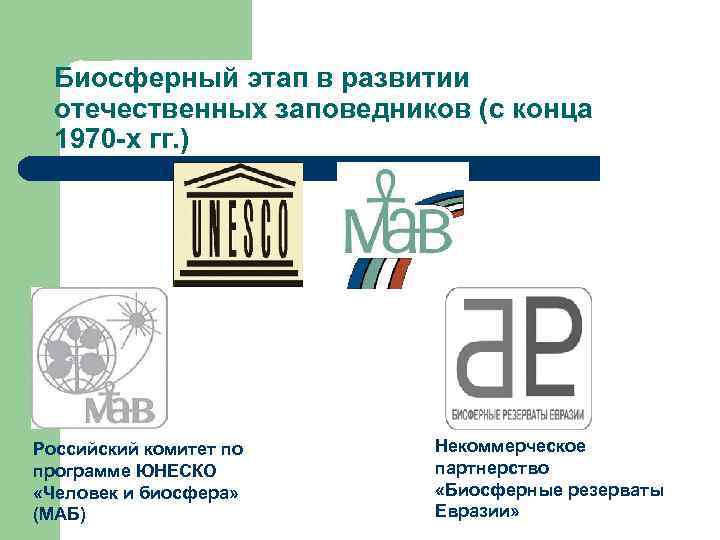Биосферный этап в развитии отечественных заповедников (с конца 1970 -х гг. ) Российский комитет