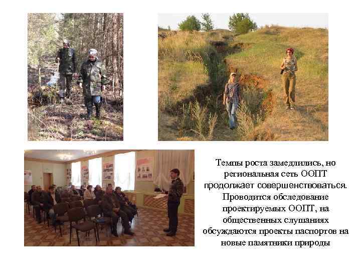 Темпы роста замедлились, но региональная сеть ООПТ продолжает совершенствоваться. Проводится обследование проектируемых ООПТ, на