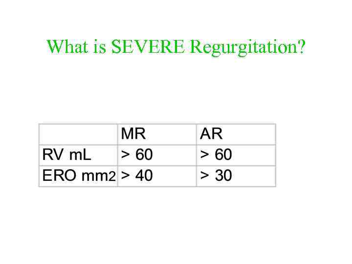 What is SEVERE Regurgitation? 