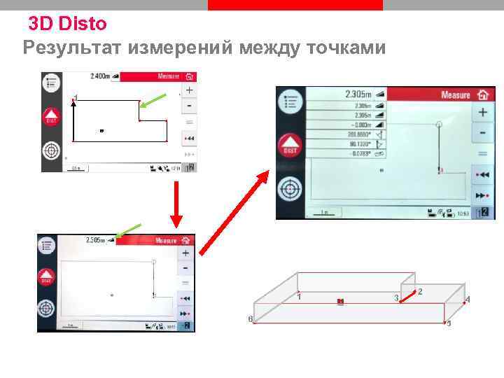 3 D Disto Результат измерений между точками 1 1 6 3 2 4 5