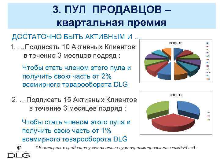 3. ПУЛ ПРОДАВЦОВ – квартальная премия ДОСТАТОЧНО БЫТЬ АКТИВНЫМ И … 1. …Подписать 10