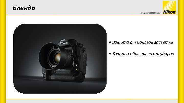 Бленда • Защита от боковой засветки • Защита объектива от ударов 
