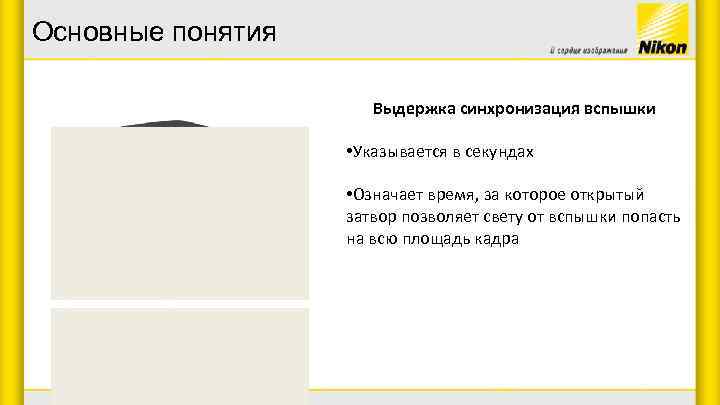 Основные понятия Выдержка синхронизация вспышки • Указывается в секундах • Означает время, за которое